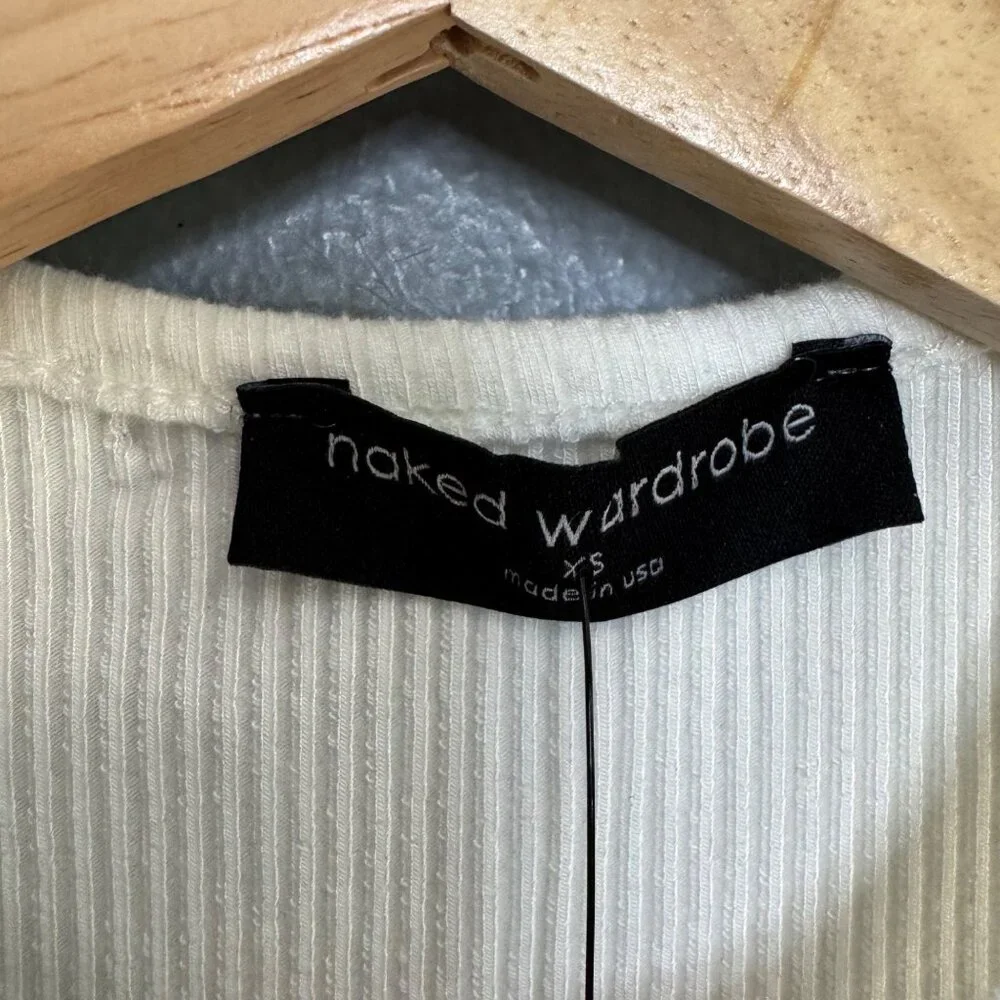 NAKED WARDROBE white ribbed halter mini dress size XS - Picture 4 of 7